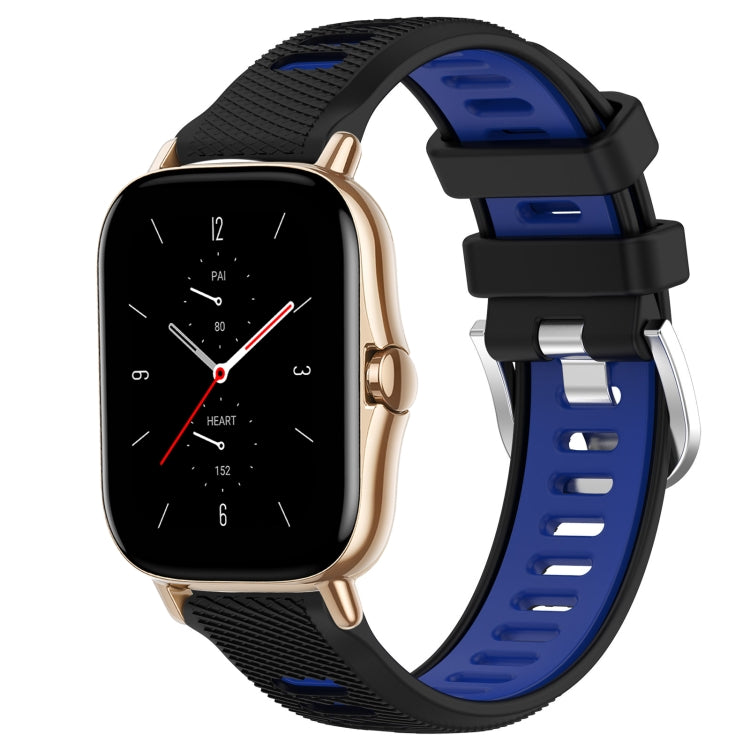 22mm Cross Texture Two Color Silicone Steel Buckle Watch Band, For Amazfit GTS 2 Mini, For Amazfit GTS 2