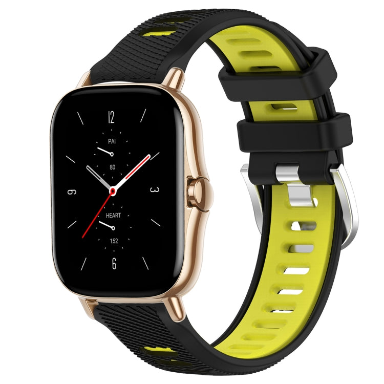 22mm Cross Texture Two Color Silicone Steel Buckle Watch Band, For Amazfit GTS 2 Mini, For Amazfit GTS 2