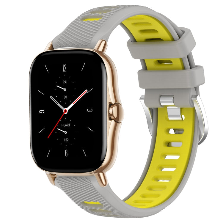 22mm Cross Texture Two Color Silicone Steel Buckle Watch Band, For Amazfit GTS 2 Mini, For Amazfit GTS 2
