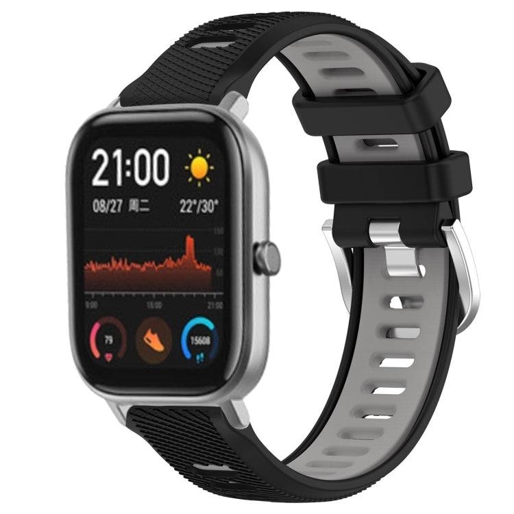 22mm Cross Texture Two Color Silicone Steel Buckle Watch Band, For Amazfit GTS, For Amazfit GTR 42mm
