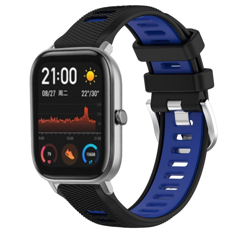 22mm Cross Texture Two Color Silicone Steel Buckle Watch Band, For Amazfit GTS, For Amazfit GTR 42mm