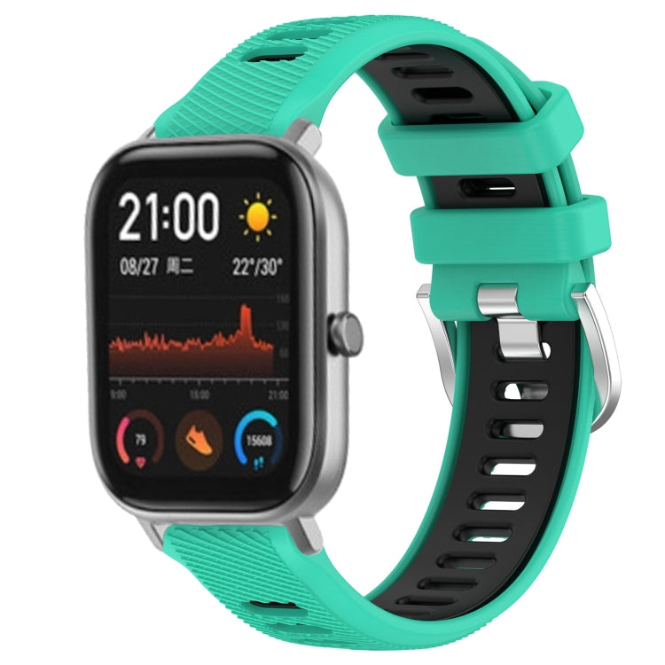 22mm Cross Texture Two Color Silicone Steel Buckle Watch Band, For Amazfit GTS, For Amazfit GTR 42mm