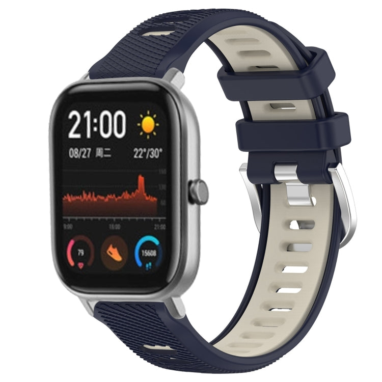 22mm Cross Texture Two Color Silicone Steel Buckle Watch Band, For Amazfit GTS, For Amazfit GTR 42mm