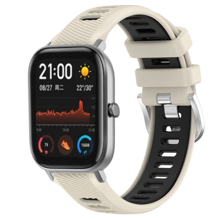 22mm Cross Texture Two Color Silicone Steel Buckle Watch Band, For Amazfit GTS, For Amazfit GTR 42mm