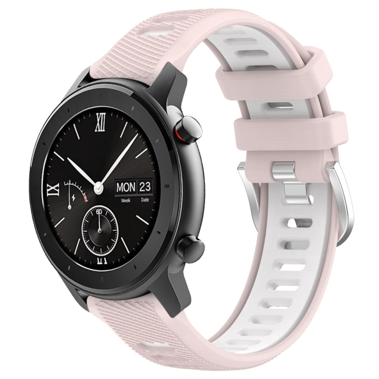 22mm Cross Texture Two Color Silicone Steel Buckle Watch Band, For Amazfit GTS, For Amazfit GTR 42mm