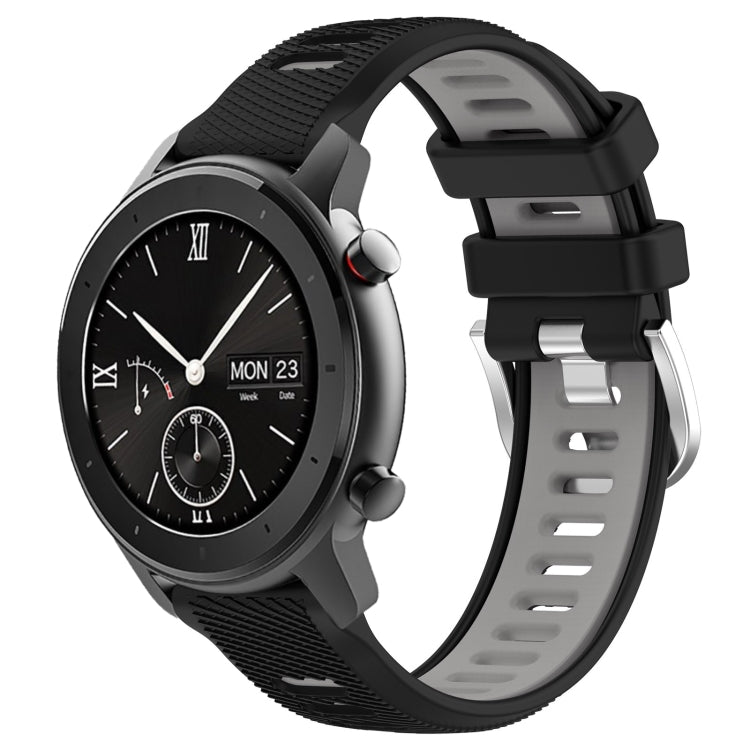 22mm Cross Texture Two Color Silicone Steel Buckle Watch Band, For Amazfit GTS, For Amazfit GTR 42mm