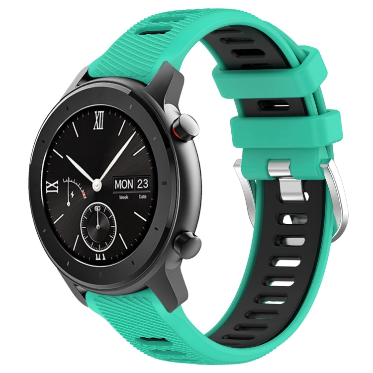 22mm Cross Texture Two Color Silicone Steel Buckle Watch Band, For Amazfit GTS, For Amazfit GTR 42mm