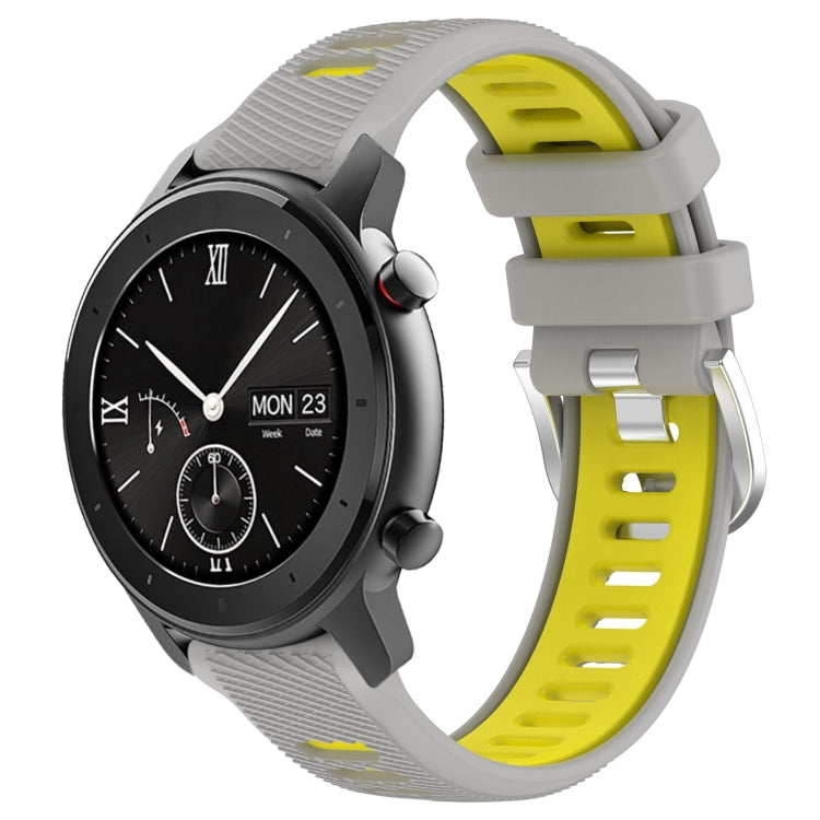 22mm Cross Texture Two Color Silicone Steel Buckle Watch Band, For Amazfit GTS, For Amazfit GTR 42mm
