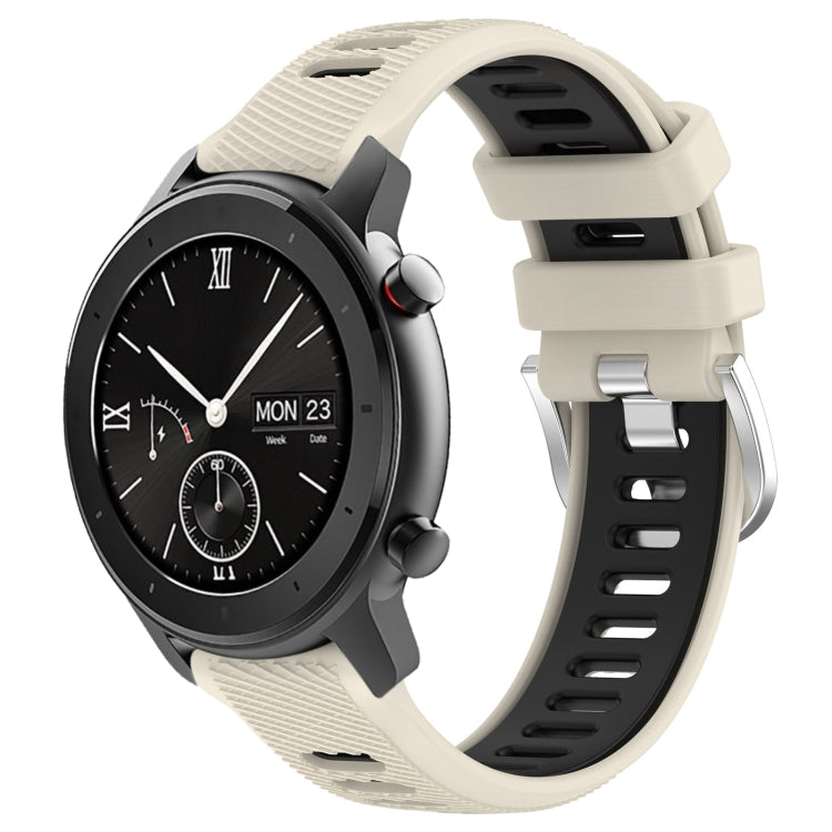 22mm Cross Texture Two Color Silicone Steel Buckle Watch Band, For Amazfit GTS, For Amazfit GTR 42mm