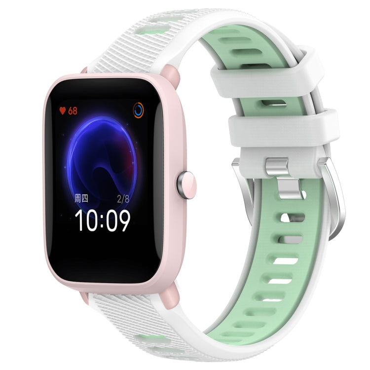 22mm Cross Texture Two Color Silicone Steel Buckle Watch Band, For Amazfit Pop Pro, For Amazfit Pop