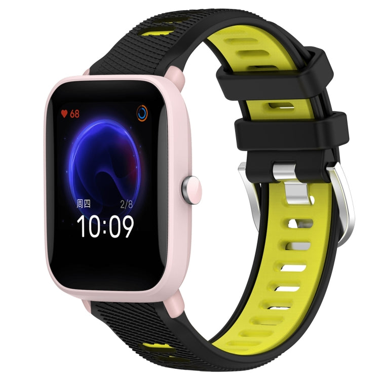 22mm Cross Texture Two Color Silicone Steel Buckle Watch Band, For Amazfit Pop Pro, For Amazfit Pop