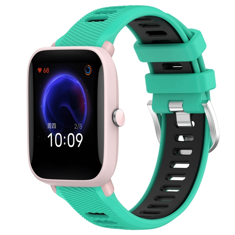 22mm Cross Texture Two Color Silicone Steel Buckle Watch Band, For Amazfit Pop Pro, For Amazfit Pop