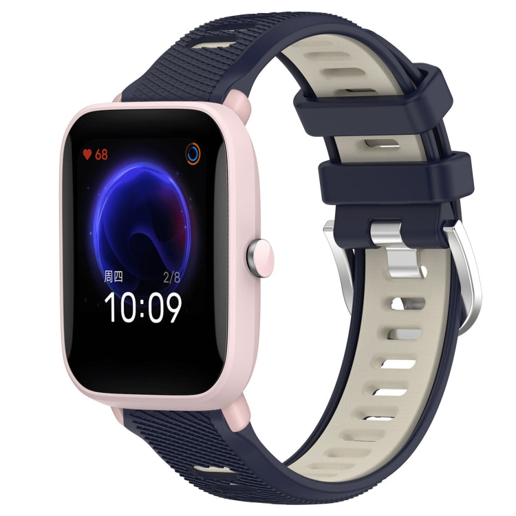 22mm Cross Texture Two Color Silicone Steel Buckle Watch Band, For Amazfit Pop Pro, For Amazfit Pop