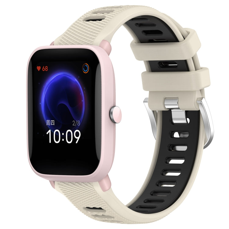 22mm Cross Texture Two Color Silicone Steel Buckle Watch Band, For Amazfit Pop Pro, For Amazfit Pop
