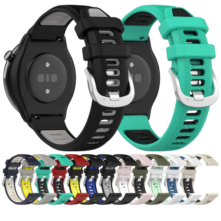 22mm Cross Texture Two Color Silicone Steel Buckle Watch Band, For Amazfit Pop Pro, For Amazfit Pop