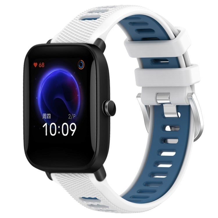 22mm Cross Texture Two Color Silicone Steel Buckle Watch Band, For Amazfit Pop Pro, For Amazfit Pop