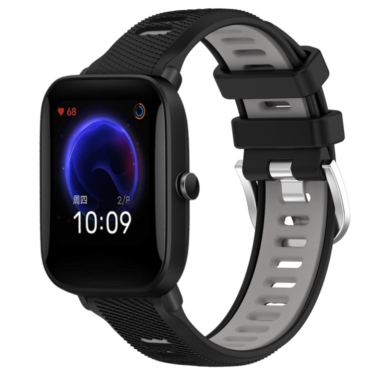 22mm Cross Texture Two Color Silicone Steel Buckle Watch Band, For Amazfit Pop Pro, For Amazfit Pop