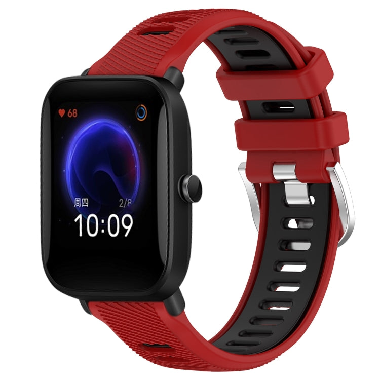 22mm Cross Texture Two Color Silicone Steel Buckle Watch Band, For Amazfit Pop Pro, For Amazfit Pop