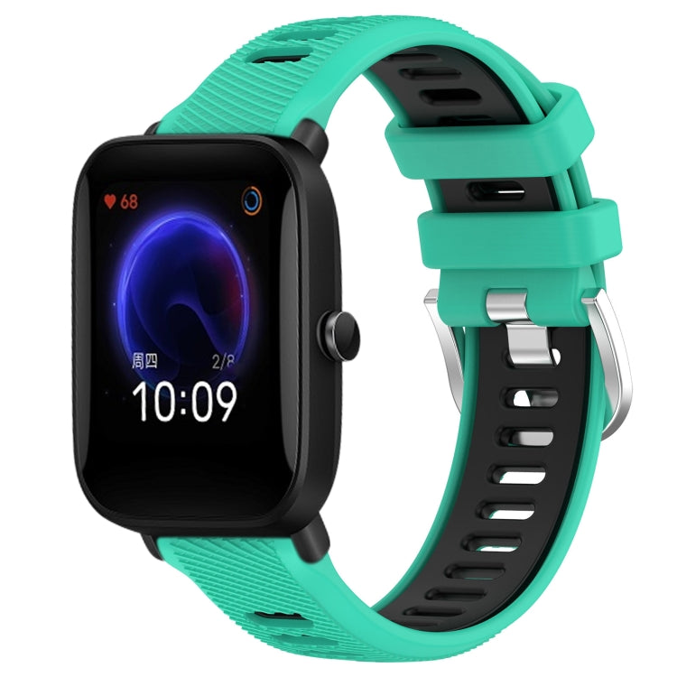 22mm Cross Texture Two Color Silicone Steel Buckle Watch Band, For Amazfit Pop Pro, For Amazfit Pop