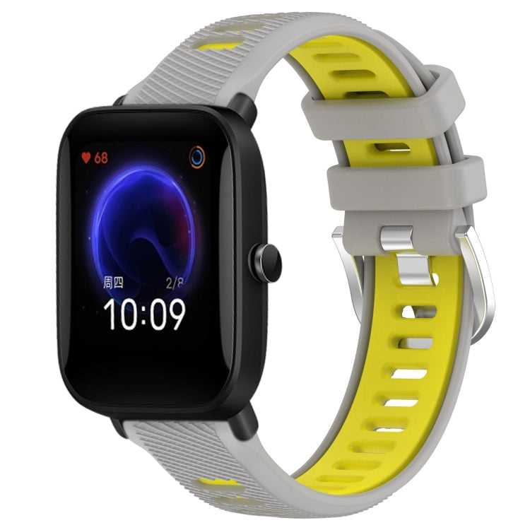 22mm Cross Texture Two Color Silicone Steel Buckle Watch Band, For Amazfit Pop Pro, For Amazfit Pop