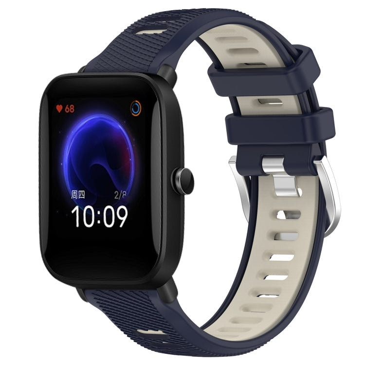 22mm Cross Texture Two Color Silicone Steel Buckle Watch Band, For Amazfit Pop Pro, For Amazfit Pop
