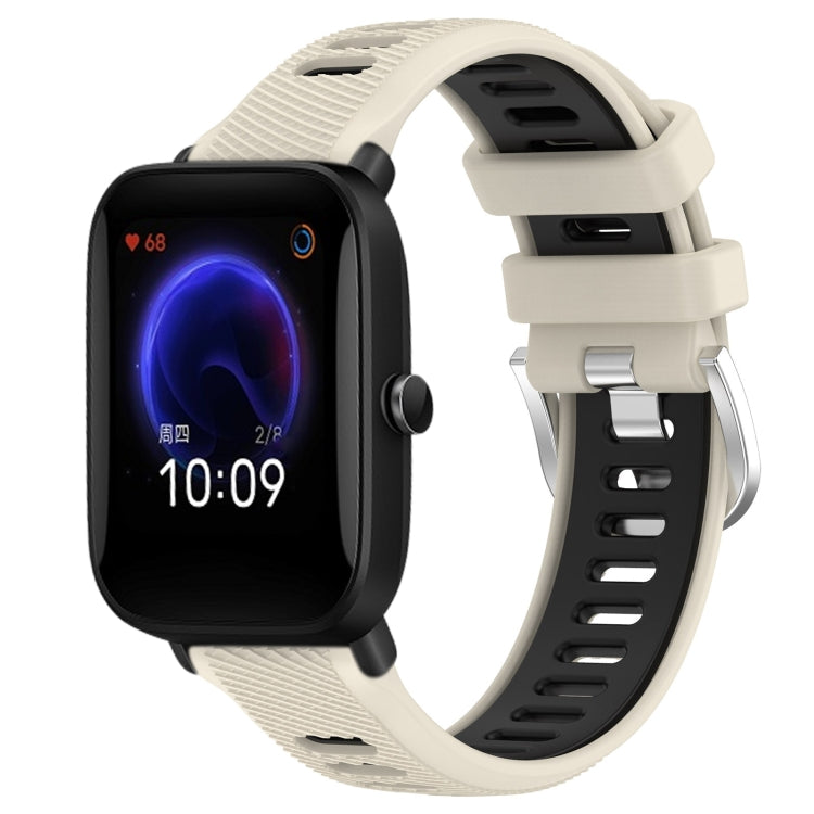 22mm Cross Texture Two Color Silicone Steel Buckle Watch Band, For Amazfit Pop Pro, For Amazfit Pop