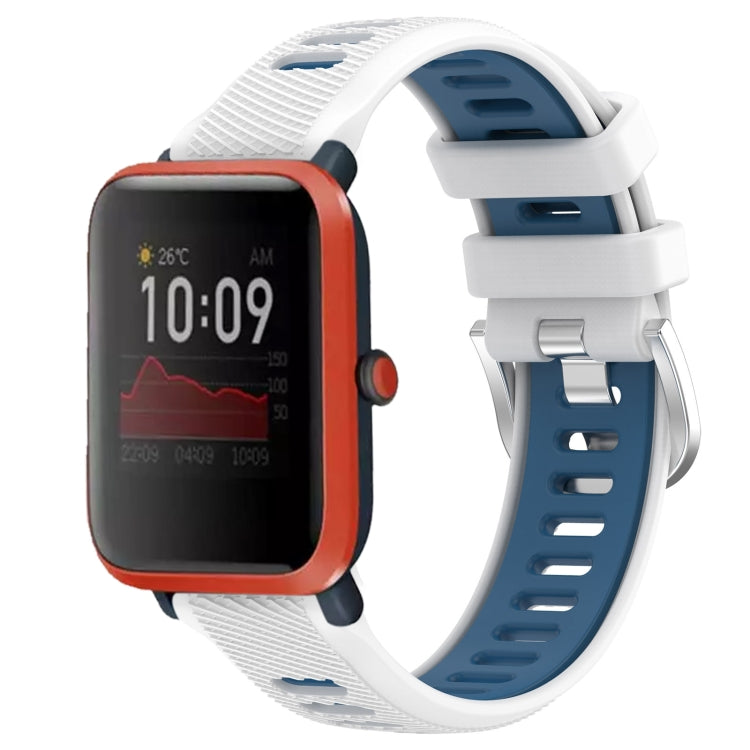 22mm Cross Texture Two Color Silicone Steel Buckle Watch Band, For Amazfit Bip 3, For Amazfit Bip 1S