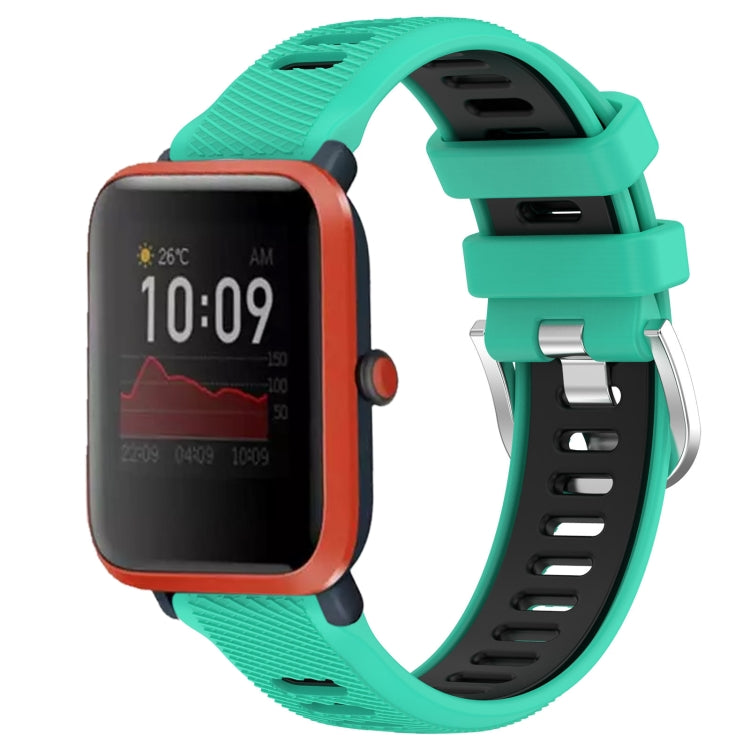22mm Cross Texture Two Color Silicone Steel Buckle Watch Band, For Amazfit Bip 3, For Amazfit Bip 1S