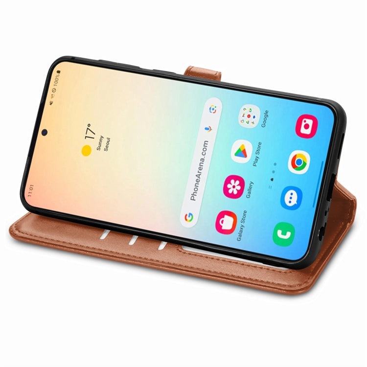 For Samsung Galaxy S24 5G Retro Solid Color Buckle Leather Phone Case(Brown)