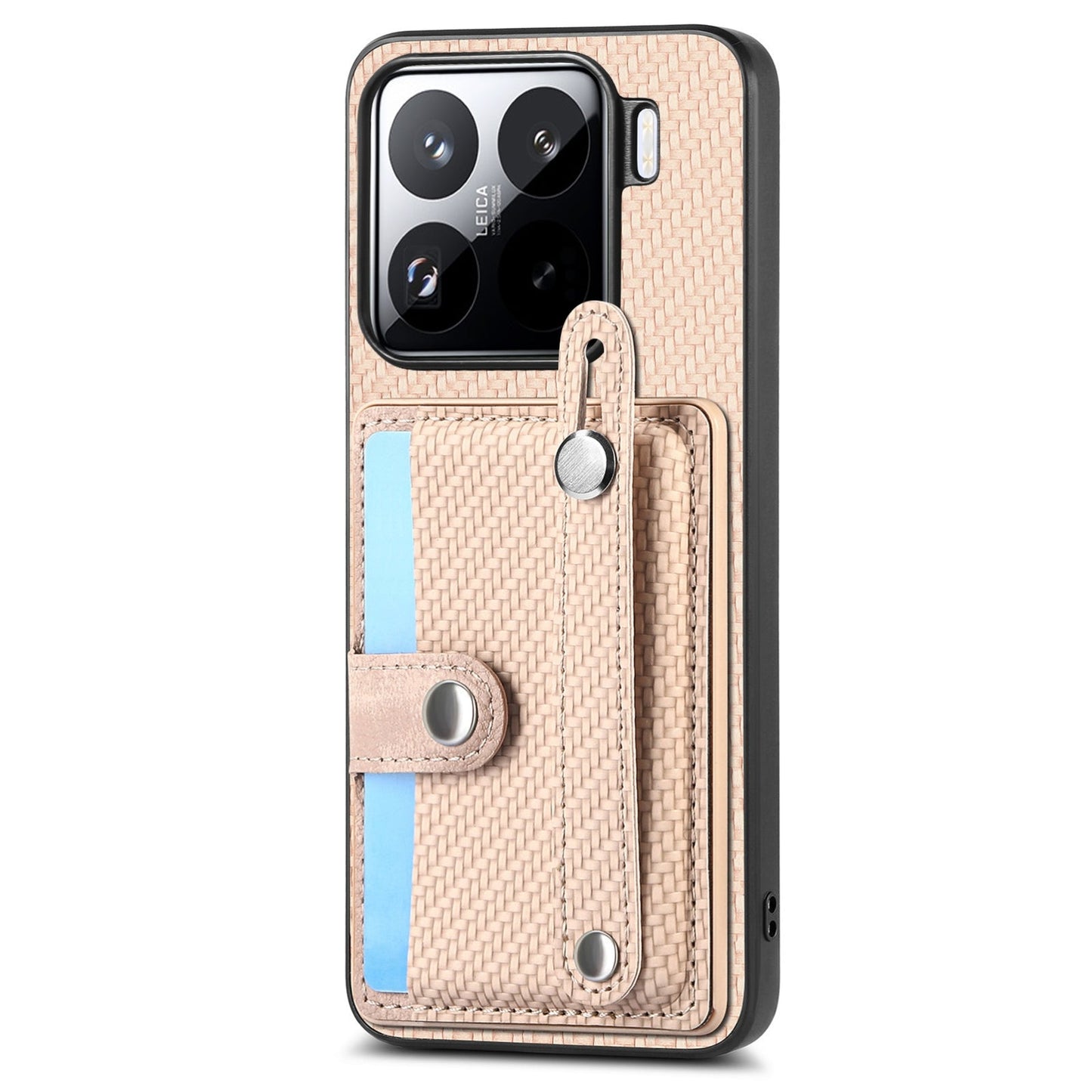 For Xiaomi 15 Wristband Kickstand Card Wallet Back Phone Case with Tool Knife(Khaki)