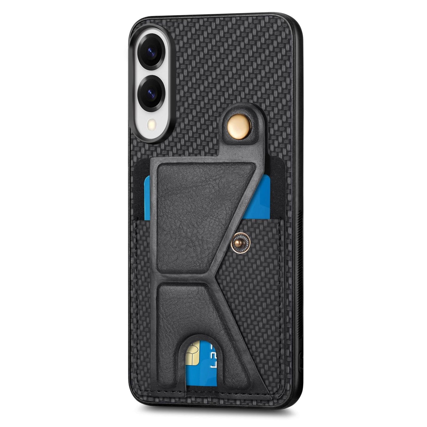 For Samsung Galaxy S25 Edge 5G Carbon Fiber Wallet Flip Card K-shaped Holder Phone Case(Black)