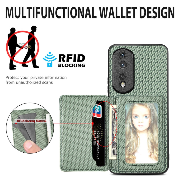 For Honor Magic6 Pro Carbon Fiber Magnetic Card Bag Phone Case(Black)