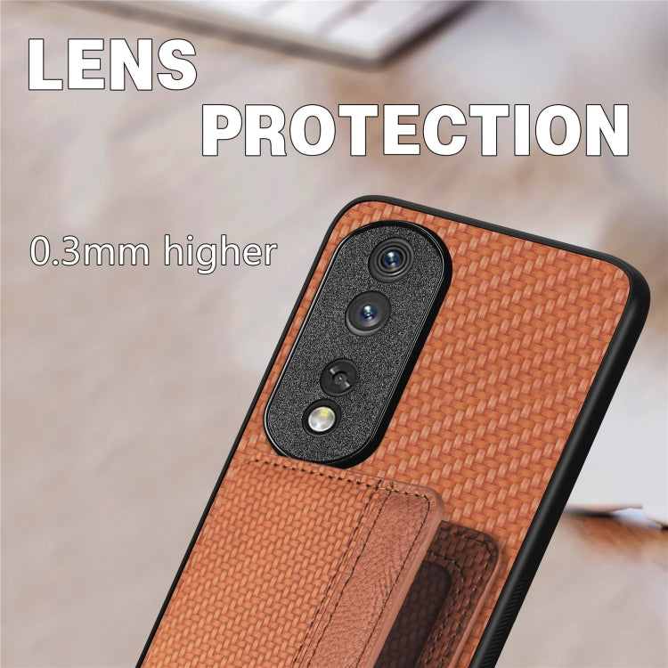 For Honor Magic6 Pro Carbon Fiber Magnetic Card Bag Phone Case(Green)