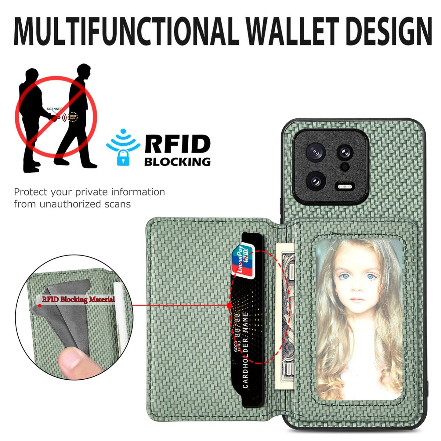 For Xiaomi 15 Pro Carbon Fiber Magnetic Card Bag Phone Case(Black)