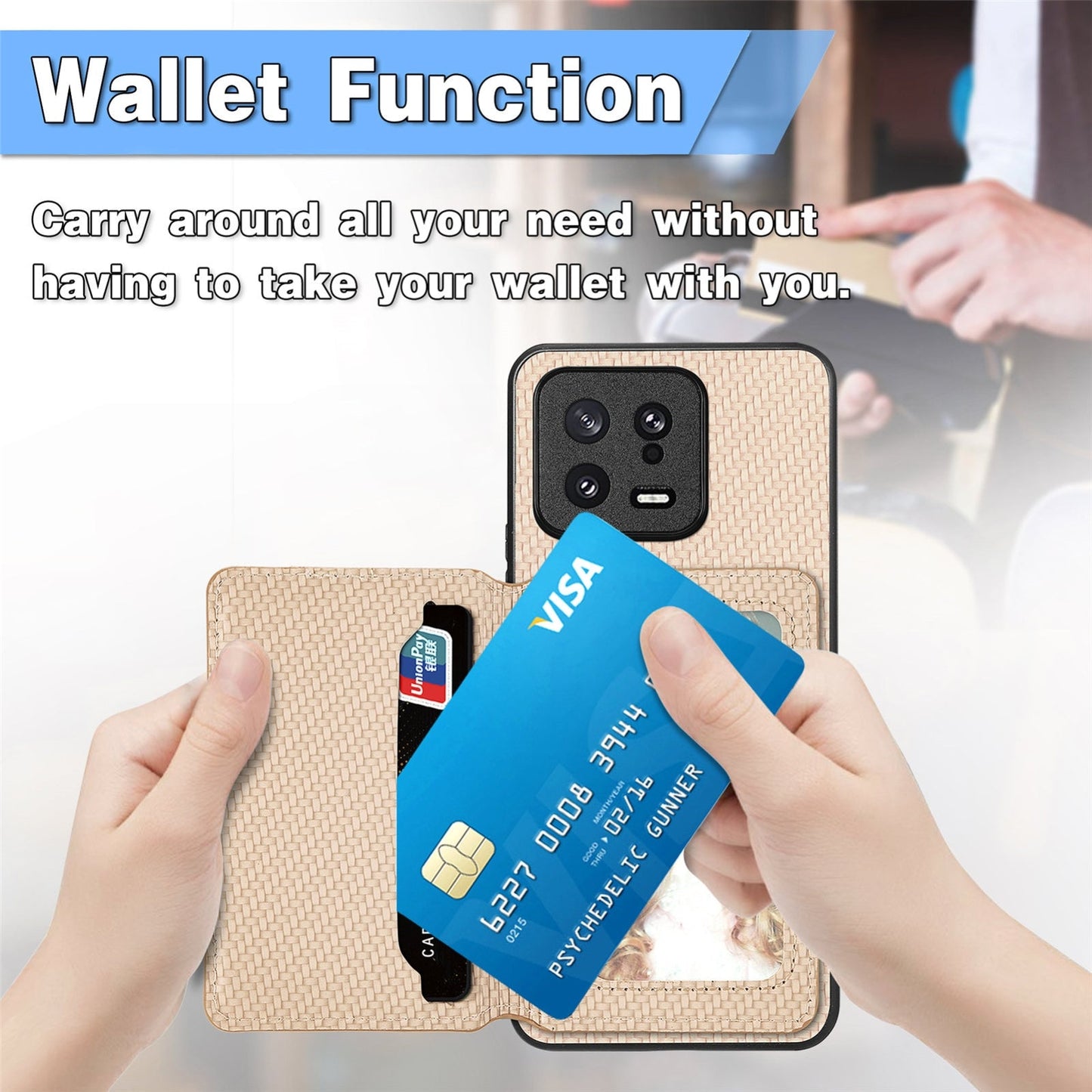 For Xiaomi 15 Pro Carbon Fiber Magnetic Card Bag Phone Case(Black)