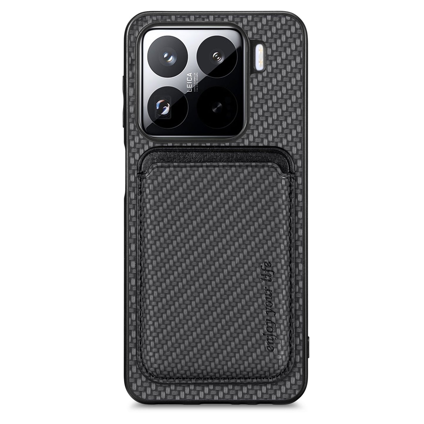 For Xiaomi 15 Pro Carbon Fiber Leather Card Magnetic Phone Case(Black)