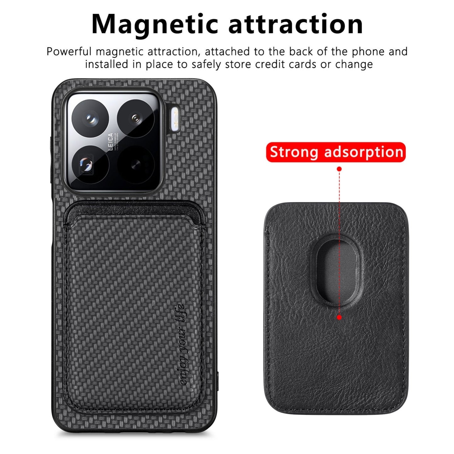 For Xiaomi 15 Pro Carbon Fiber Leather Card Magnetic Phone Case(Black)