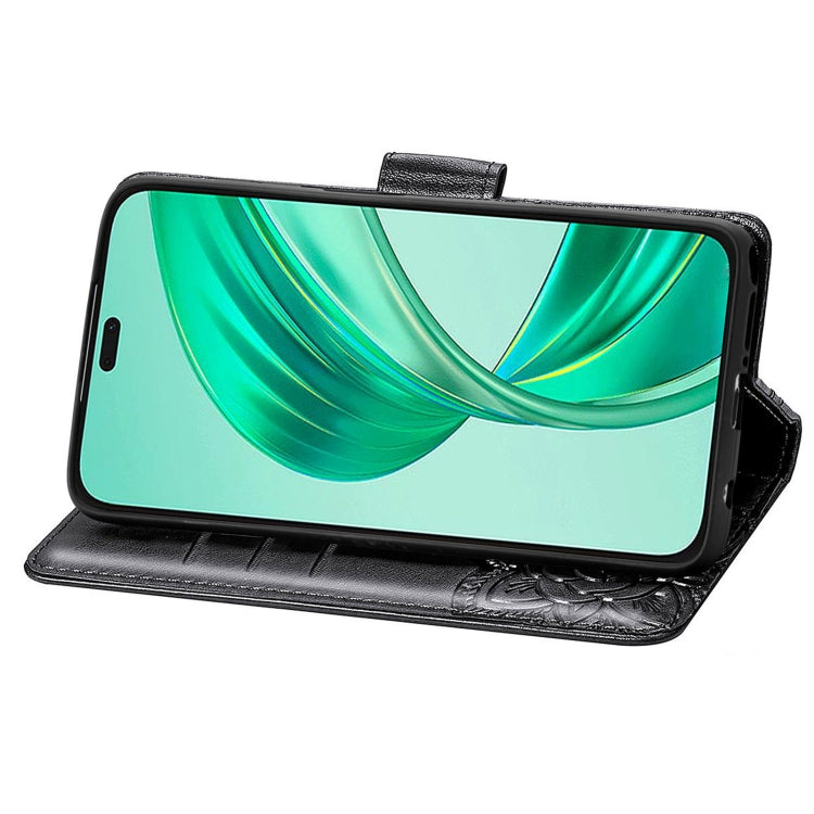 For Honor X8b Butterfly Love Flower Embossed Leather Phone Case(Black)