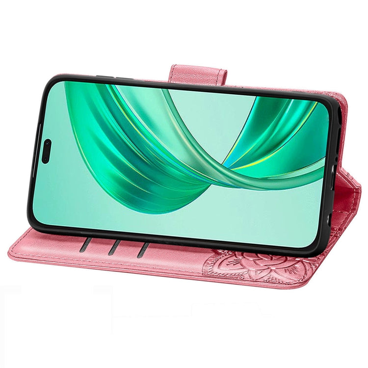 For Honor X8b Butterfly Love Flower Embossed Leather Phone Case(Pink)