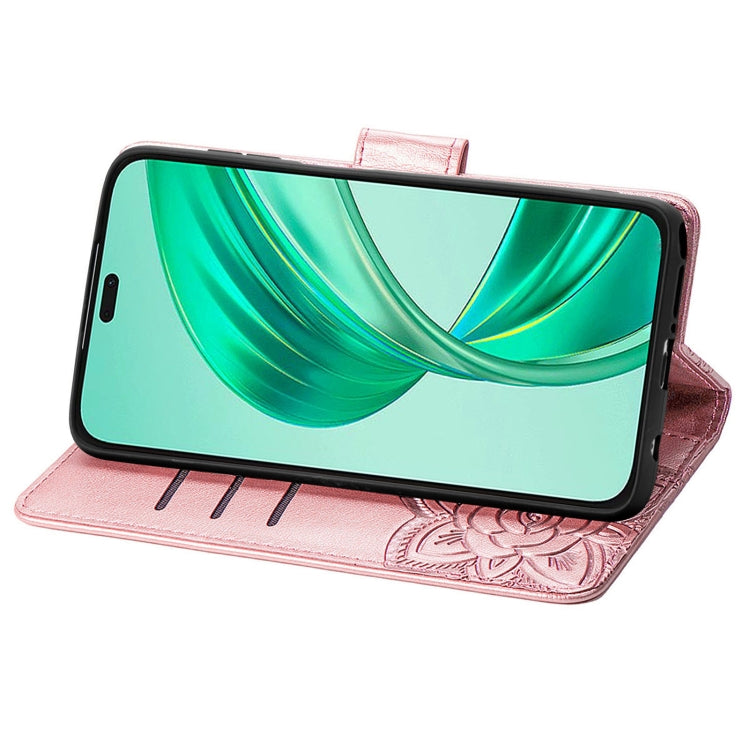 For Honor X8b Butterfly Love Flower Embossed Leather Phone Case(Rose Gold)