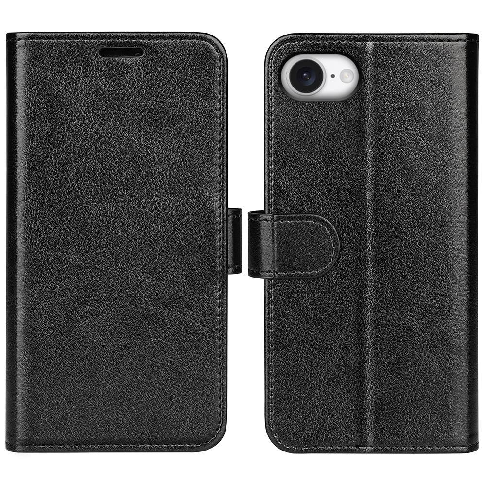 For iPhone 16e R64 Texture Horizontal Flip Leather Phone Case(Black)