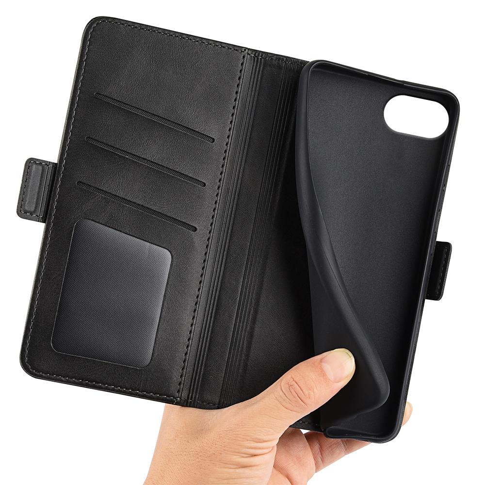 For iPhone 16e Dual-side Magnetic Buckle Horizontal Flip Leather Phone Case(Black)