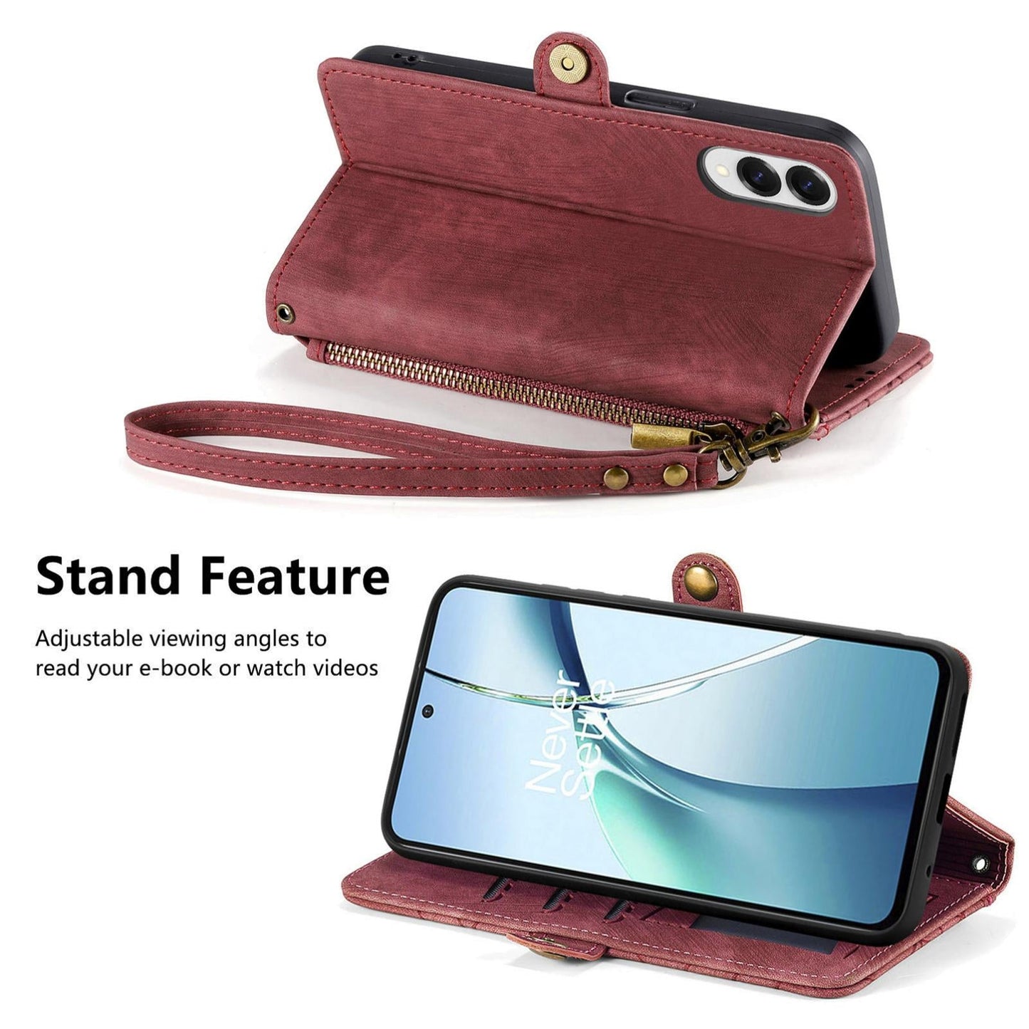 For Samsung Galaxy S25 Edge 5G Geometric Zipper Wallet Side Buckle Leather Phone Case(Red)