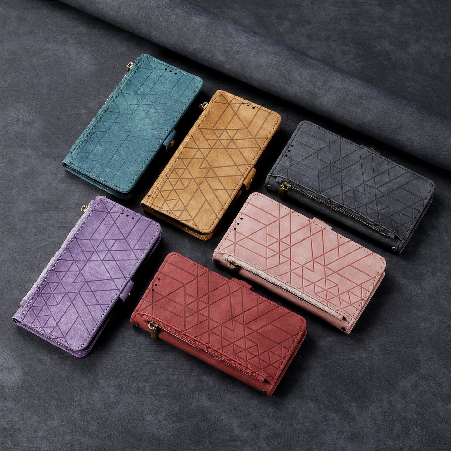 For Samsung Galaxy S25 Edge 5G Geometric Zipper Wallet Side Buckle Leather Phone Case(Brown)