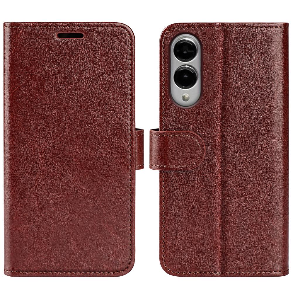 For Samsung Galaxy S25 Edge 5G R64 Texture Horizontal Flip Leather Phone Case(Brown)