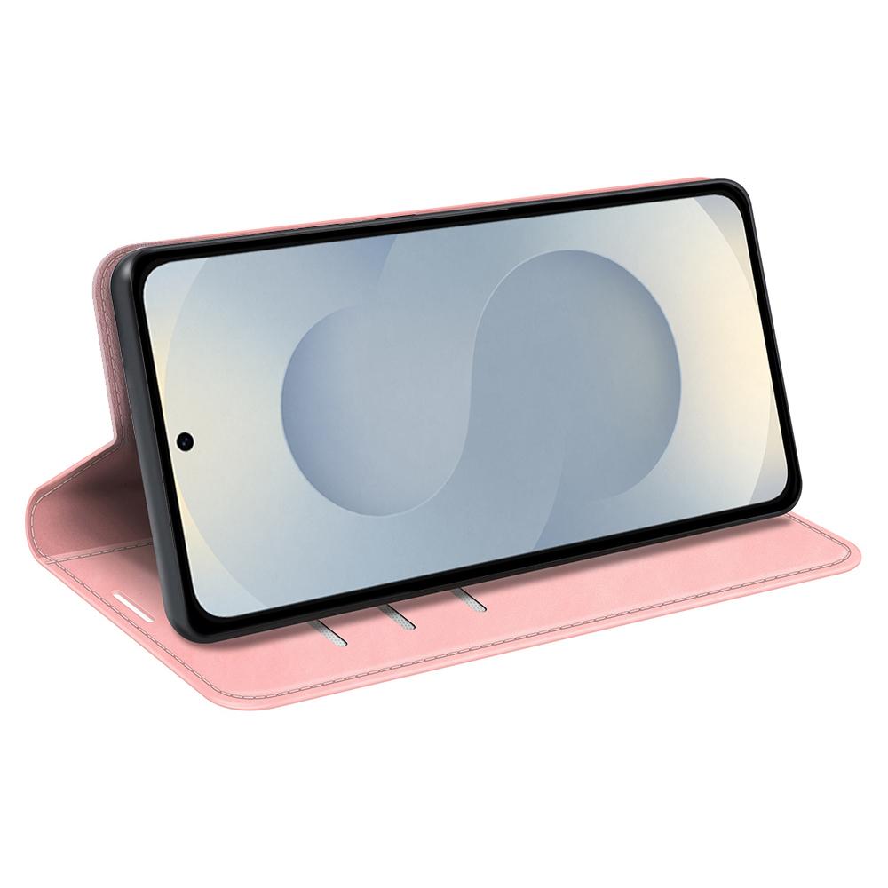 For Samsung Galaxy S25 Edge 5G Retro-skin Magnetic Suction Leather Phone Case(Pink)