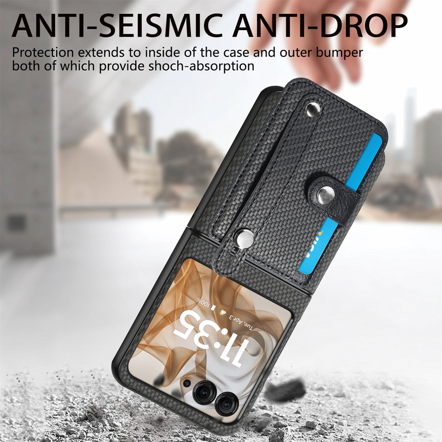 For Motorola Razr 50 Ultra Wristband Kickstand Card Wallet Back Cover Phone Case(Black)