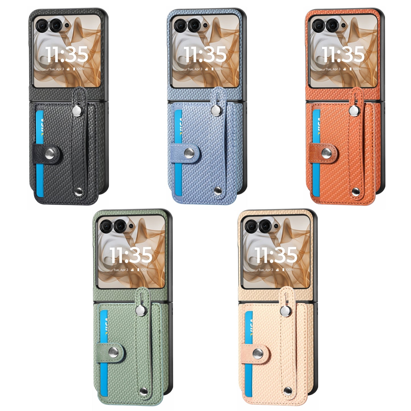 For Motorola Razr 50 Ultra Wristband Kickstand Card Wallet Back Cover Phone Case(Khaki)