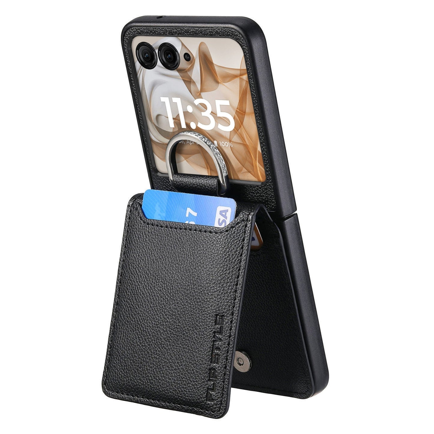 For Motorola Razr 50 Ultra Litchi Texture Leather Ring Wallet Phone Case(Black)