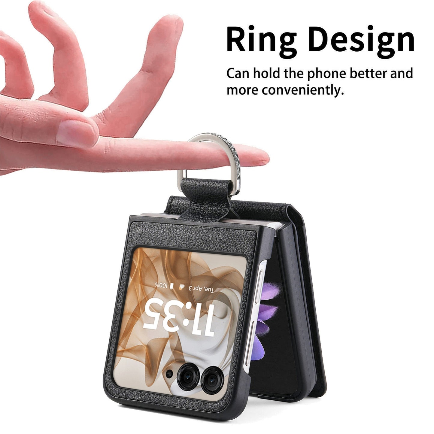 For Motorola Razr 50 Ultra Litchi Texture Leather Ring Wallet Phone Case(Black)